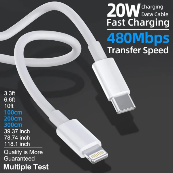 4PCS 1PC 10FT 6FT 3FT MFI Certified USB C to Lightning Cable Fast Charging Data Wire Charger Cord for iPhone 14 13 12 X XR