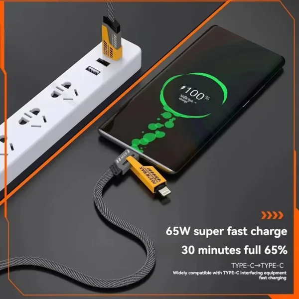 65W Four-in-one Multi-function Fast Data Cable USB Type C PD Super Fast Charging Various Mobile Phone For iPhone Samsung Xiaomi
