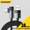 kf-Sce9db56ce5ec46439ca0807bb2a9478eD Essager 2-in-1 Right Angle Cable USB A To Typec Lighting 3A Fast Charging Elbow Data Cable For iPhone 16 15 14 Samsung iPad Pro