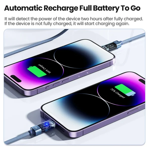 Toocki USB Cable For iPhone 14 13 12 11 Pro Max Xs 8 Automatic Power Off ED Indicator 2.4A Fast Charging Lighting Cable For IOS